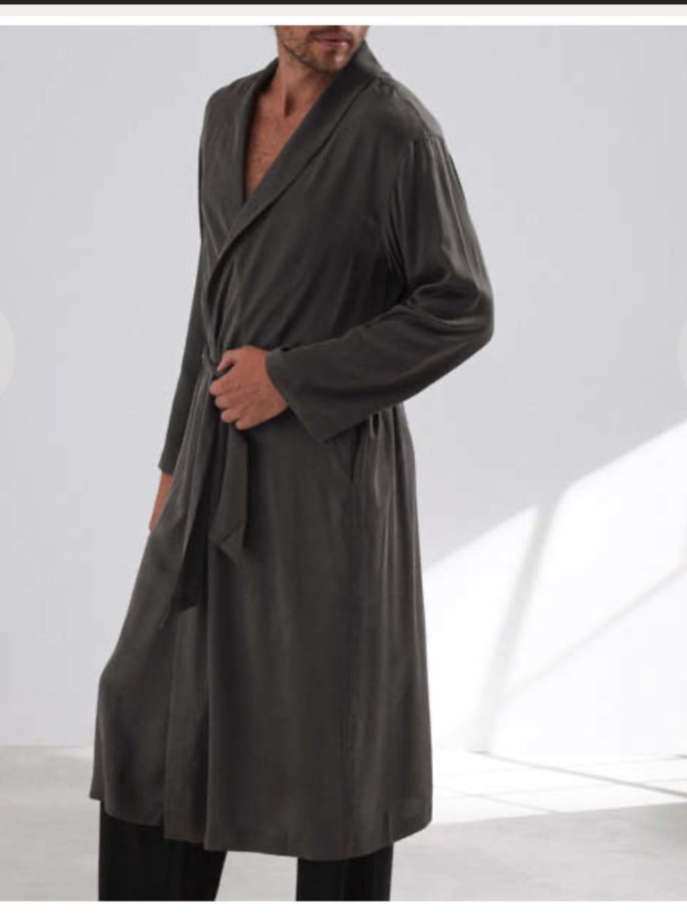LAHGO LUNYA BNWT Men's Washable Silk Robe in Meditative Grey Size XXL